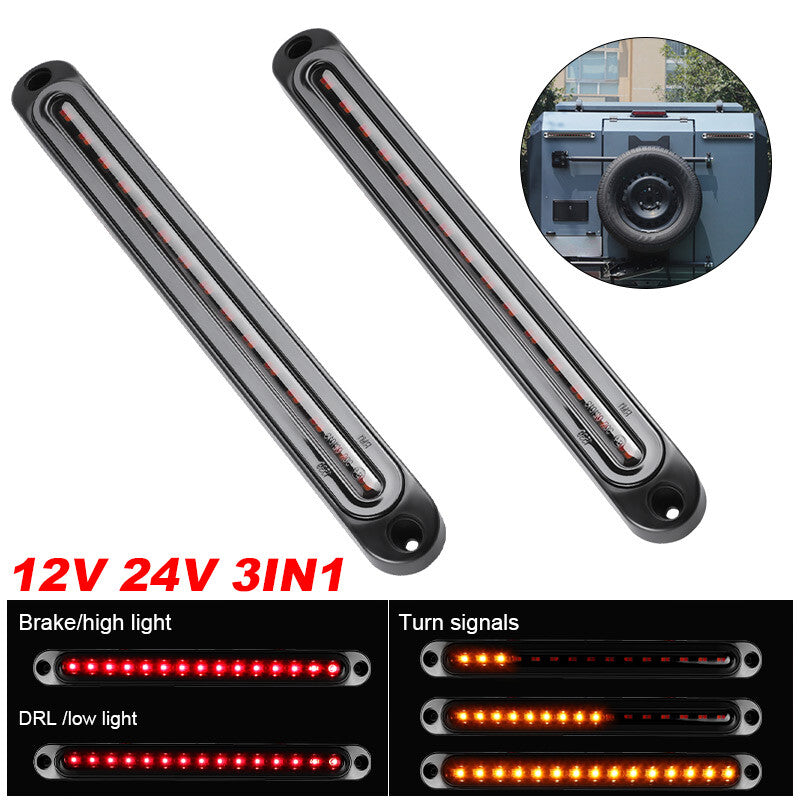 2pcs 10inch LED Turn Stop Tail Brake Strip DRL Light Sequential Flowing Truck US