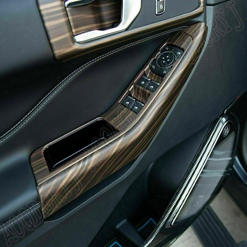8Pc for Ford Explorer 2020-22 Wood Grain Window Lift Panel Switch Cover Trim Kit