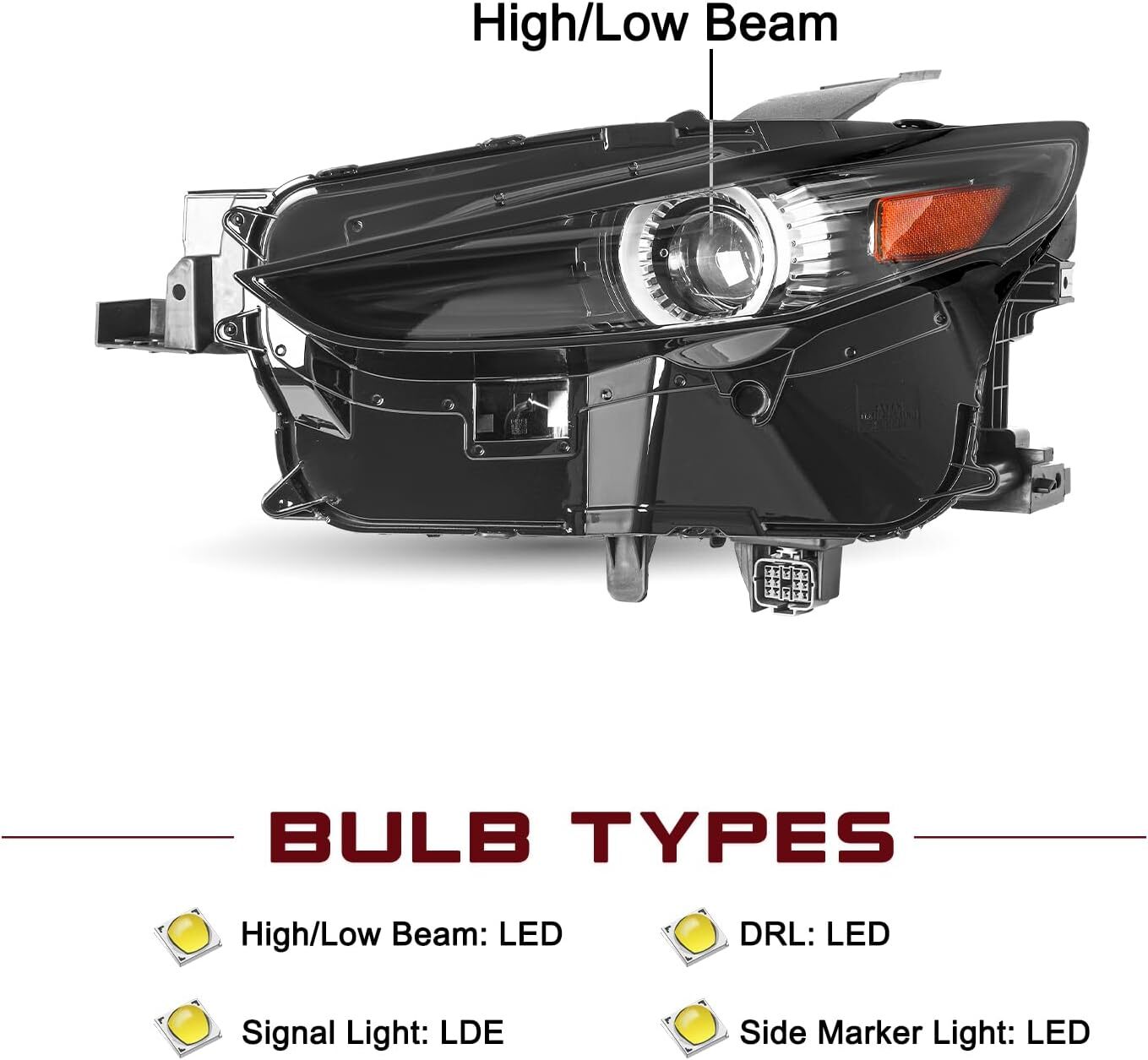Left Driver Side LED Headlight Assy w/AFS DGJ151040 For 2020-2025 for MAZDA CX-30