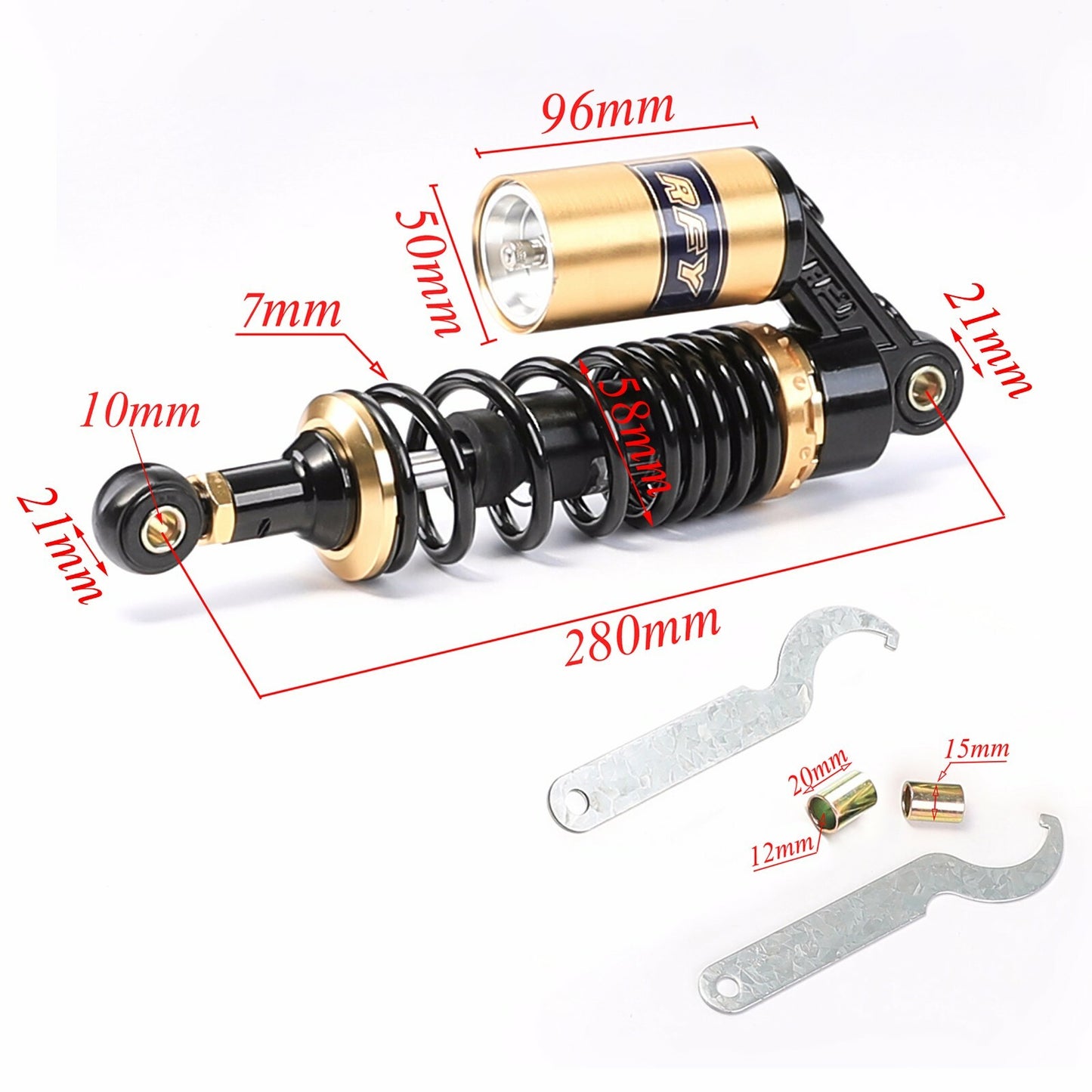 2-Piece 11-inch 280mm Rear Air Shock Adjustable Motorcycle for Mini Bike All-Terrain Vehicle Four-Wheeler