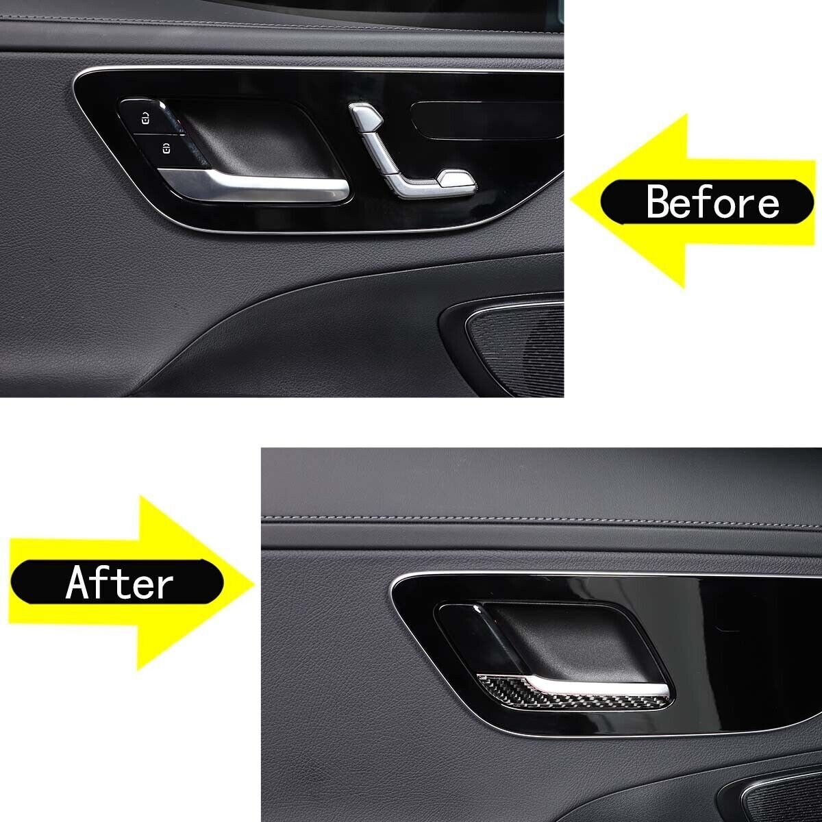 for Benz C Class W206 2022-23 Interior Door Bowl Handle Panel Cover Carbon Fiber