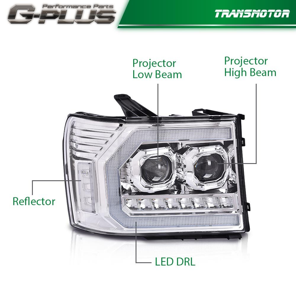 Select 07-13 for GMC for Sierra 1500 2500HD 3500HD LED DRL