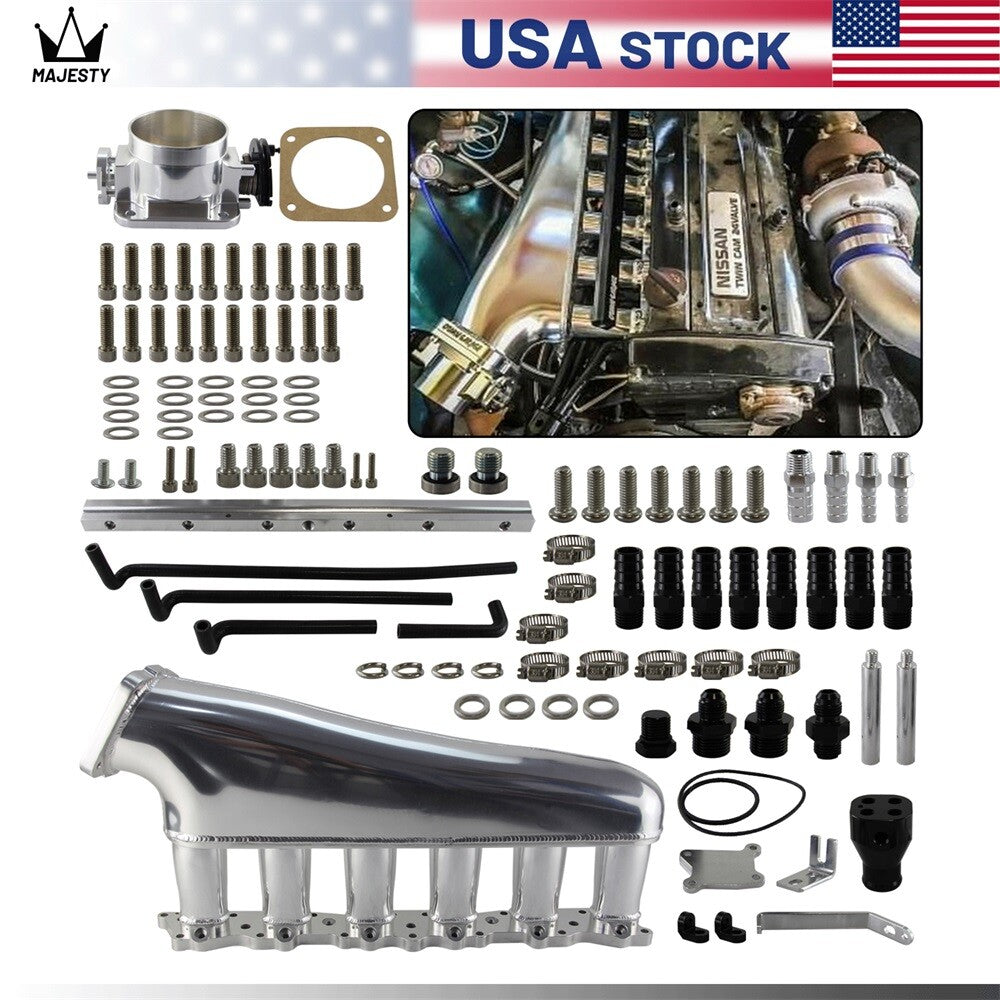 Intake Manifold Fuel Rail Throttle Body 90mm For Skyline R32 RB20DET 2.0L 89-94