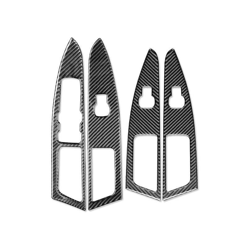 4-Piece Carbon Fiber Window Control Panel Cover Trim for Ford Fusion 2018-19