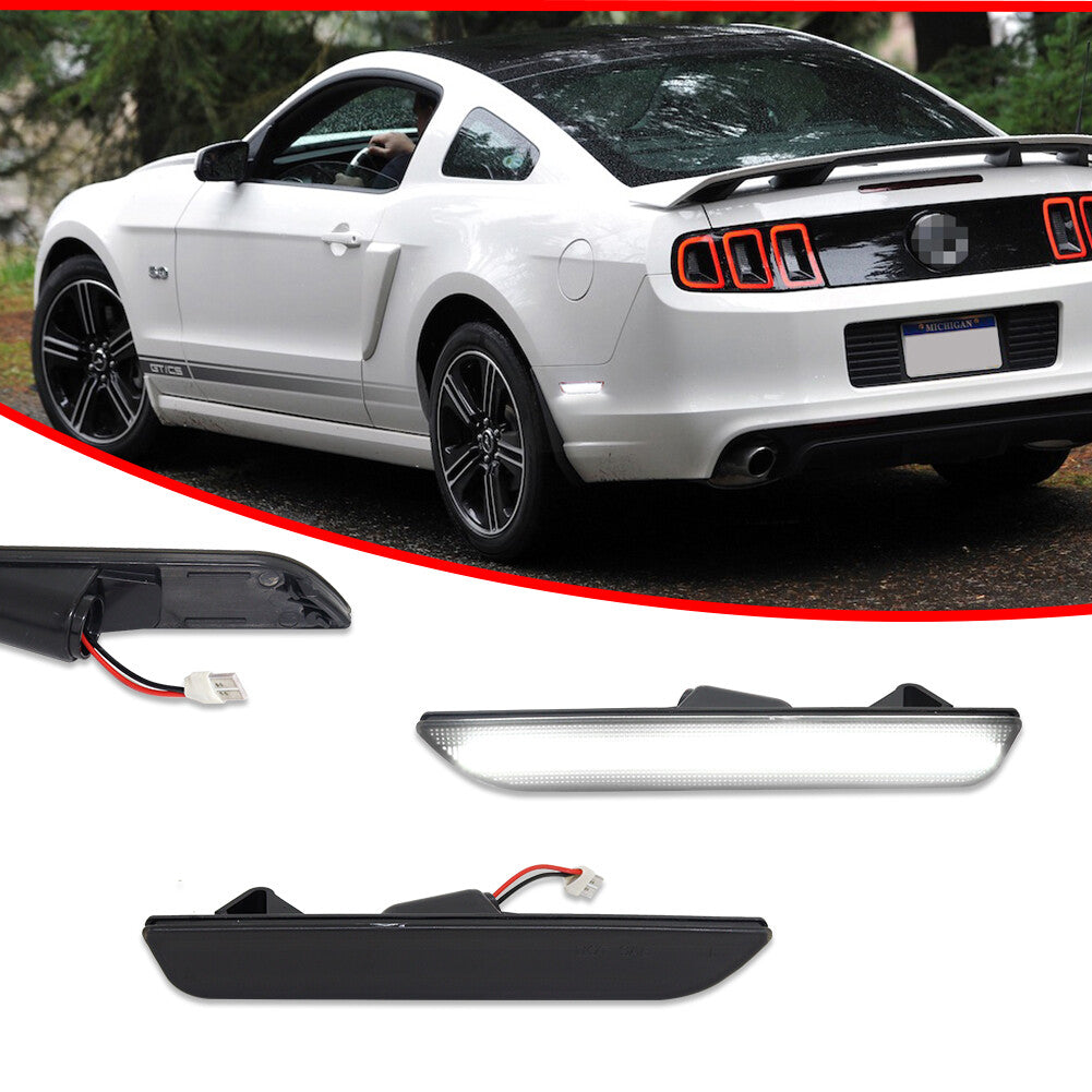 Smoked LED rear bumper with white side marker lights for Ford for Mustang 2010-2014