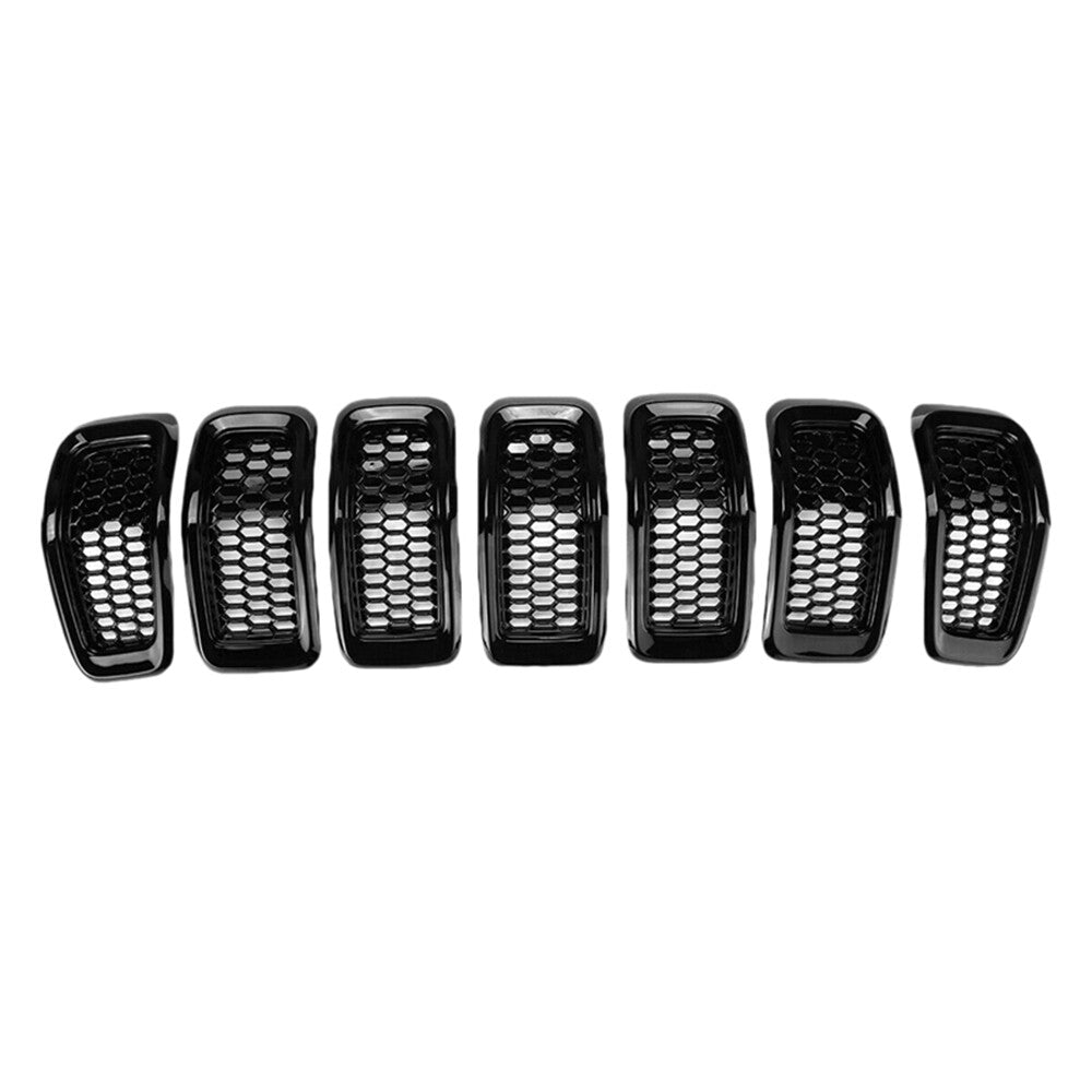 7-Piece Gloss Black Front Grille Insert Decorative Cover for 2014-2018 for Jeep Cherokee