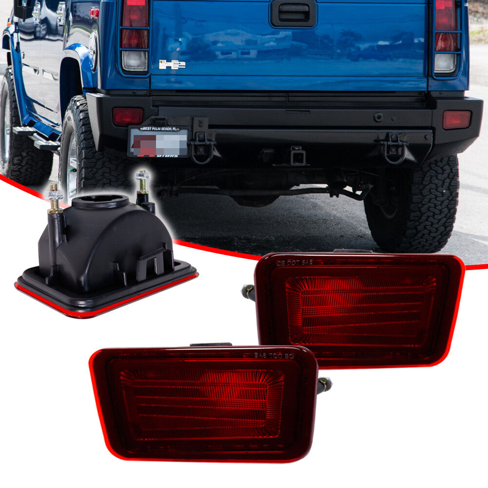 Red lens rear bumper reflector trim cover for 05-09 H2 taillight housing