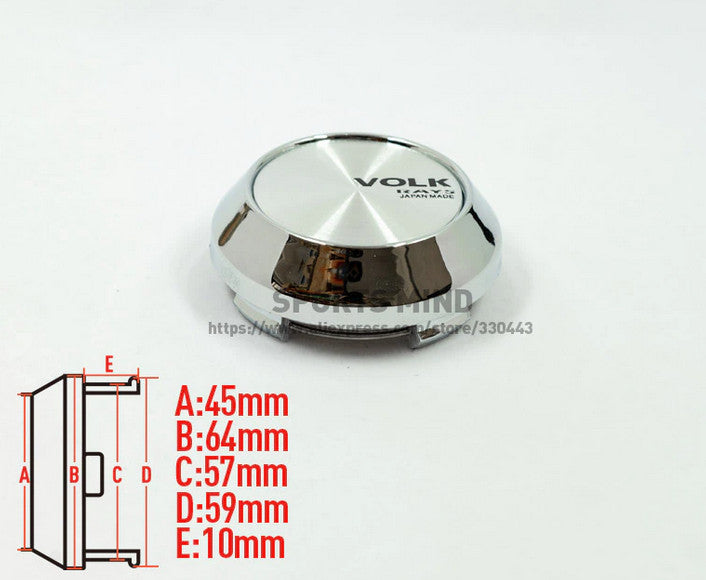 4x64 mm Volk Ray Silver Decal Wheel Center Cover Badge Edge Cover Hub Cover TE37