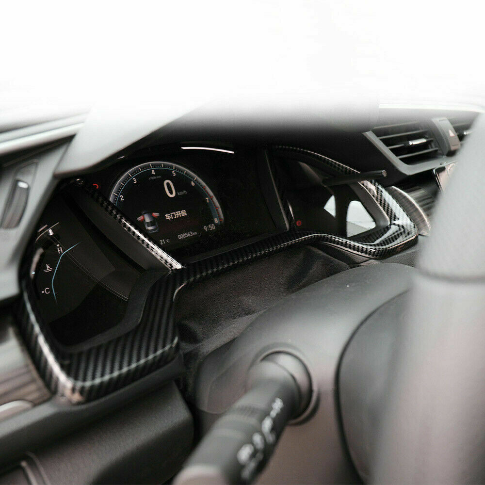 for Honda for Civic 2016-2021 Carbon Fiber Style Inner Dashboard Frame Cover Trim