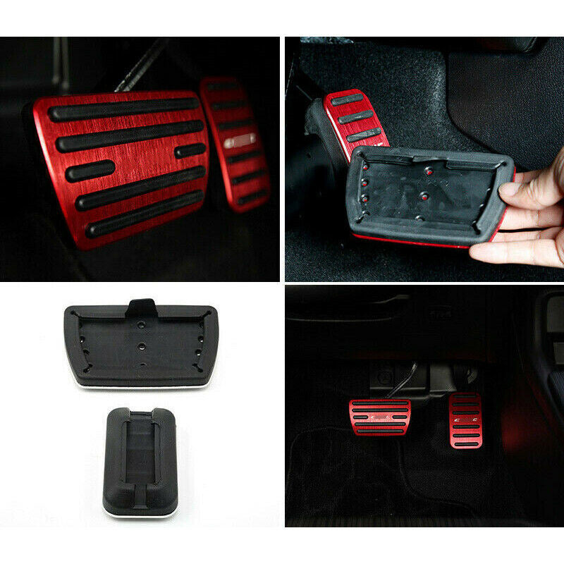 2P for Honda for Civic 2022-2023 Brake+Gas Pedal Accelerator Pad Cover Red Aluminum