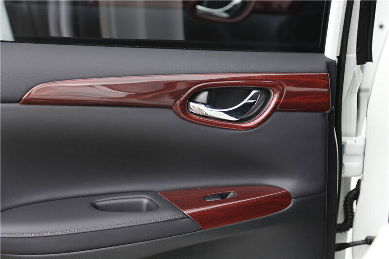 Car Inner Door Panel Cover Trim Strip for Nissan Sentra 2013-2019 Red Wood Grain