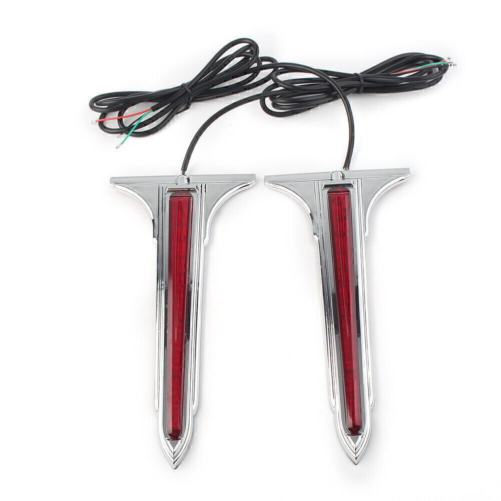 2x Chrome LED Rear Saddlebag Accents Light Red Lens Fit for Harley Touring Road King