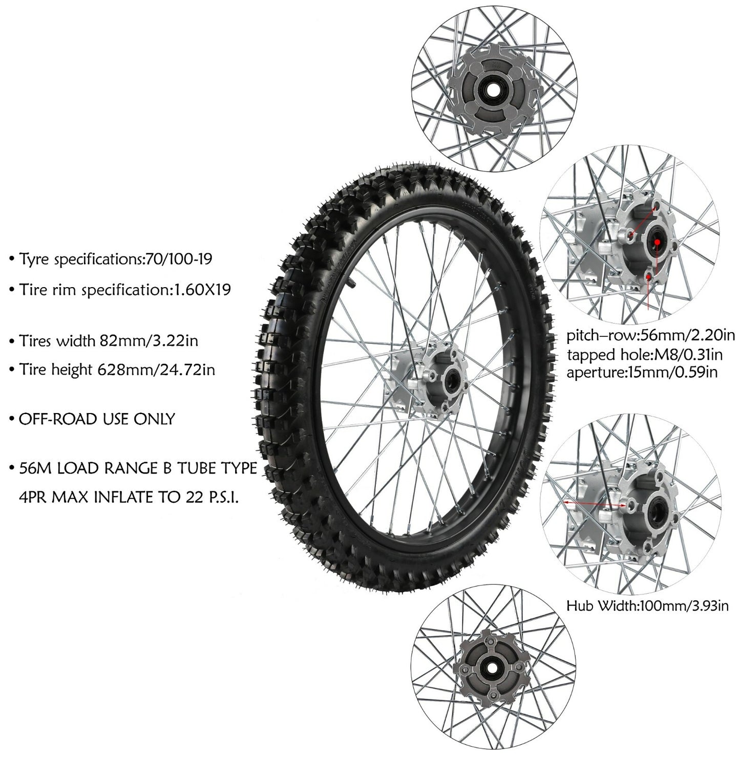 70/100-19 tires, 19-inch wheels, front fork, Tritree CRF150 SSR, Taodao Dirt Pit Bicycle