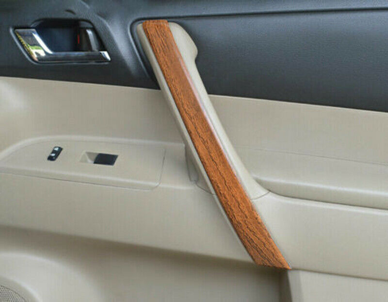 for Toyota Highlander 2008-2013 Wood Grain Door Armrest Panel Strip Cover Trim