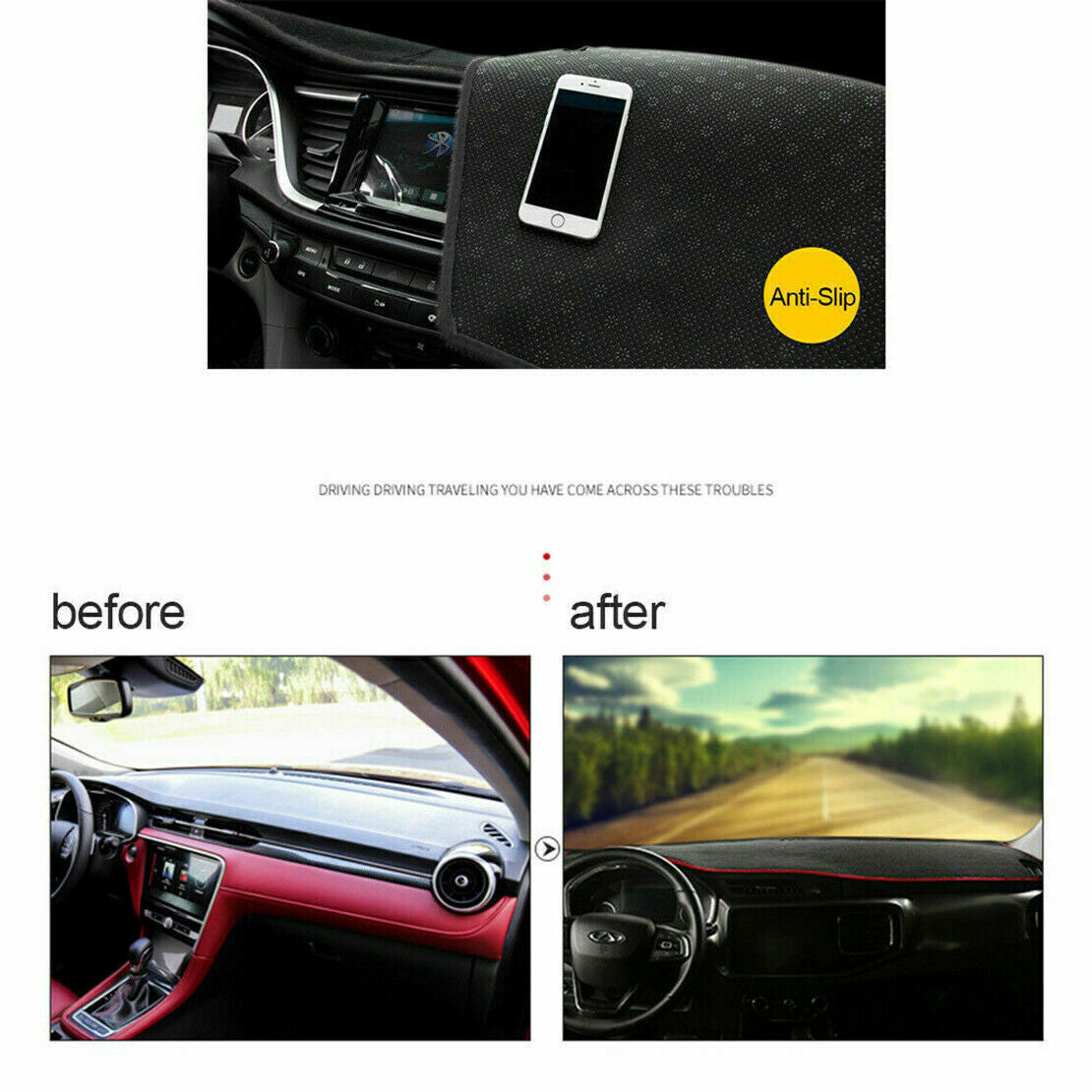 Inner Dashboard Dash Mat Non-slip DashMat Sun Shade Pad for Skoda Superb 09-2013