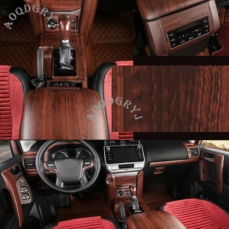 Wood Grain Interior Full Dash Trim Kit Cover 44pcs for Toyota Prado 2018-2021