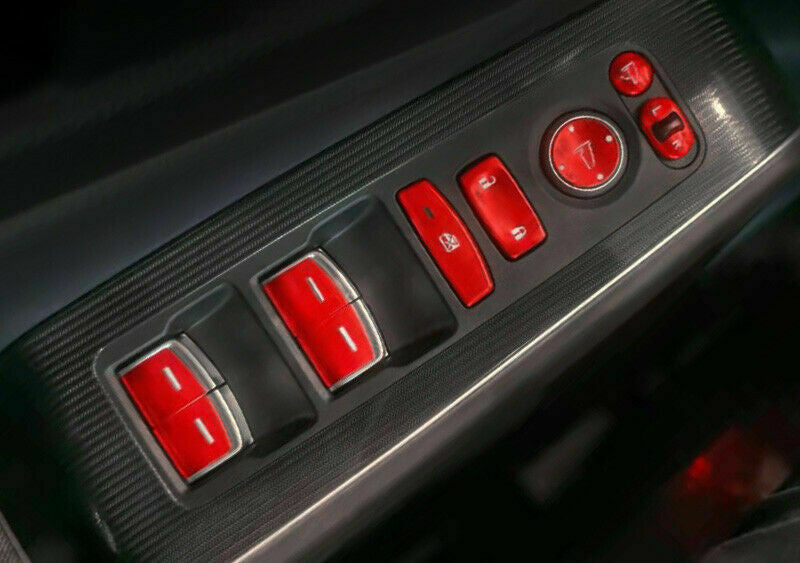 13P for Honda for Civic 2022-2023 Red Alloy Window Lift Switch Button Sticker Trim