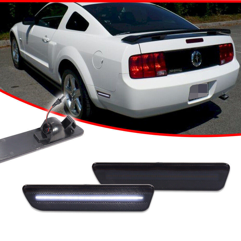 Smoked white LED rear bumper side marker lights for Ford for Mustang 2005-2009