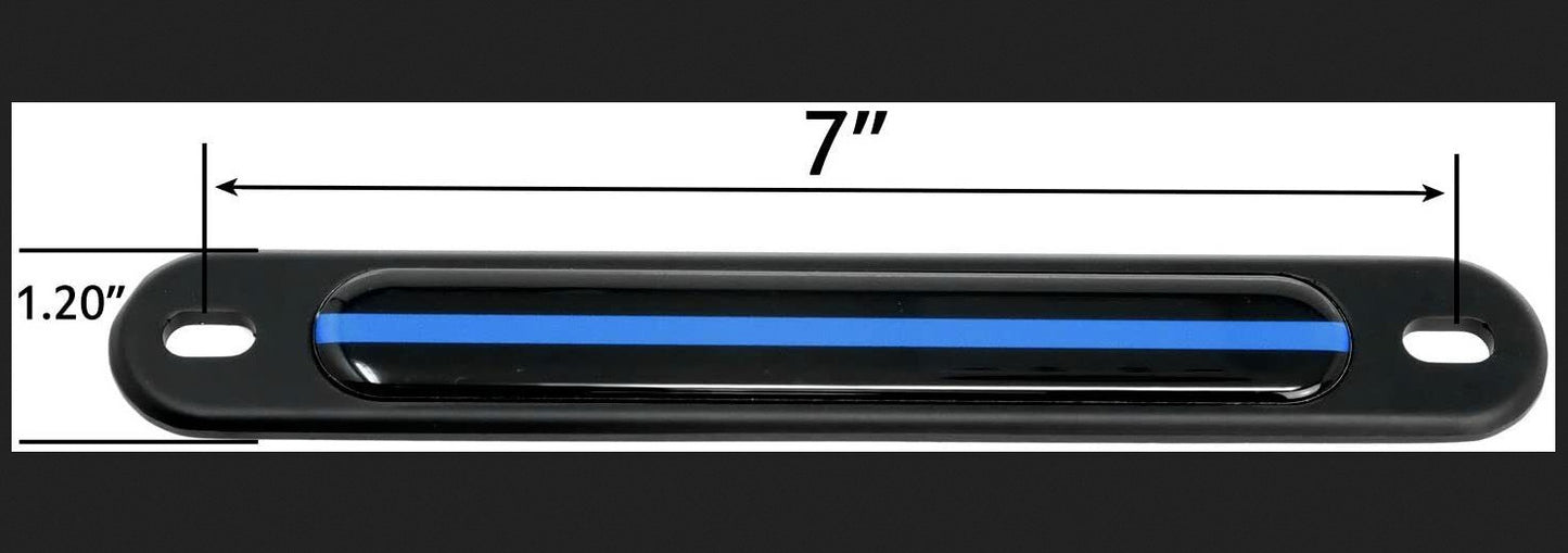 Reflective license plate dome insert badge with thin blue line for ford