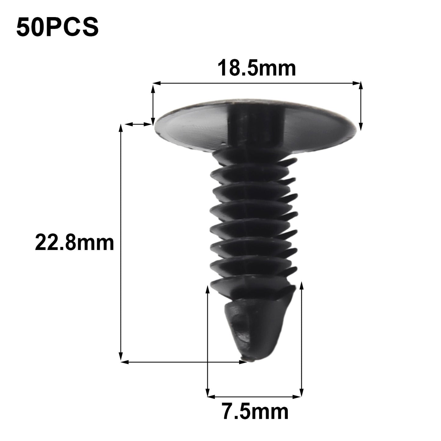 50-piece pack replacement car fasteners, black plastic rivets, screw clips, and accessories