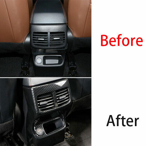Car Inner Rear Air Outlet Vent Frame Trim for Kia Seltos 2020-2022 Carbon Fiber