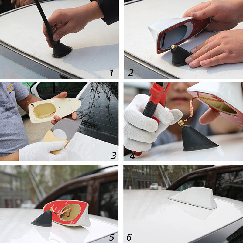Sliver Universal Shark Fin Roof Antenna Aerial FM/AM with Radio Signal Decor NEW
