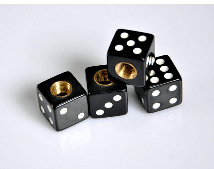 Black Gem Dice Tire Wheel Stem Air Valve CAPS set Universal Car truck hot rod