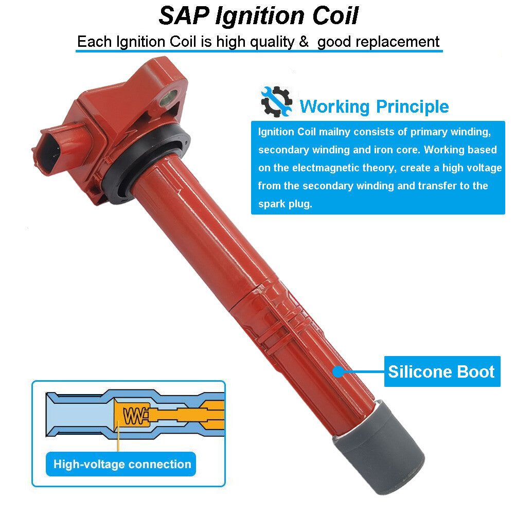 4PCS Ignition Coil 30520-5A2-A01 for Honda Accord CR-V for Acura ILX TLX 2.4L 13-19