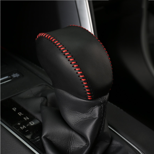Black Leather Hand-stitched Gear Shift Knob Cover Trim for Toyota Venza 2021-23