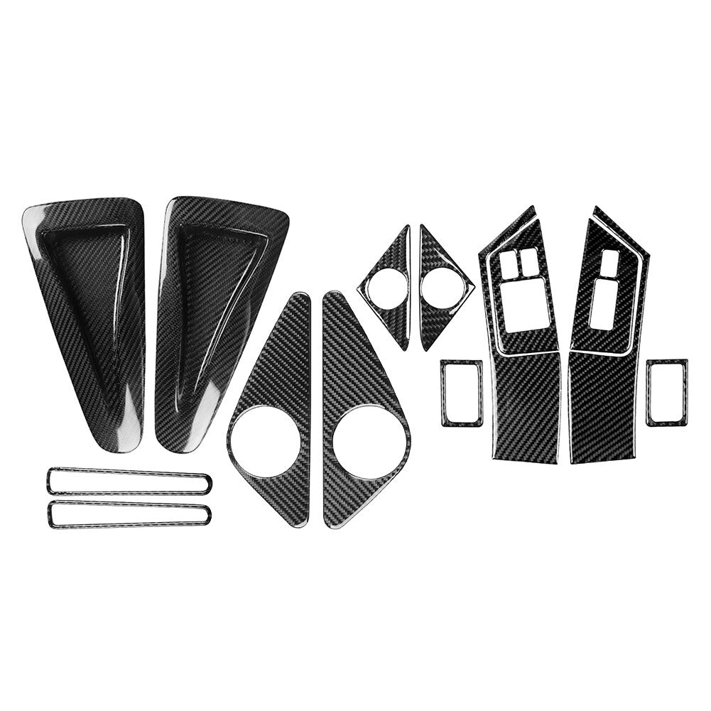 14Pcs Interior Door Panel Window Lift Switch Cover Trim for Nissan GTR R35 08-16
