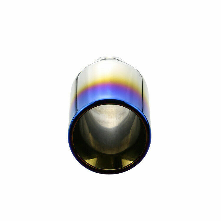 2'' Inlet 4'' Outlet Universal Double Wall Oval Car Welding Exhaust Tips Blue