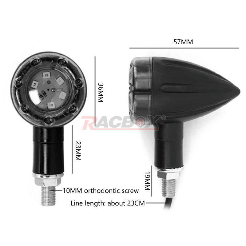 2x Motorcycle LED Bullet Turn Signals Brake Running Tail Light For Bobber Racer