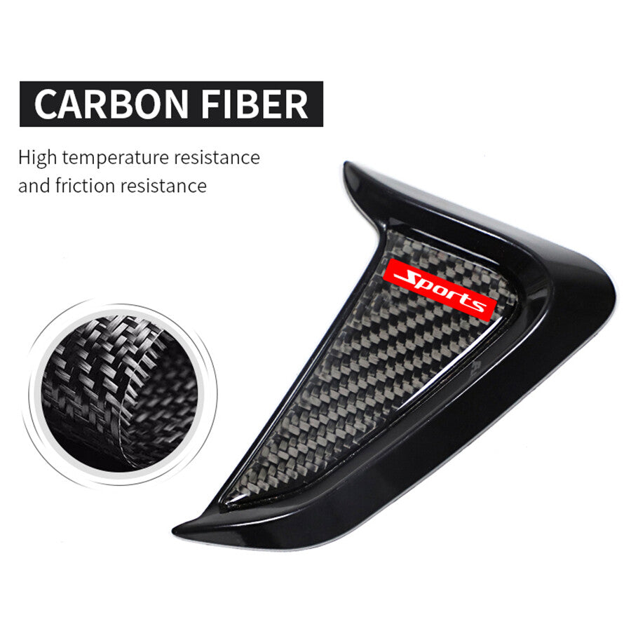 2x Car Side Fender Vent Air Wing Cover Trim Exterior Accessories Carbon Fiber