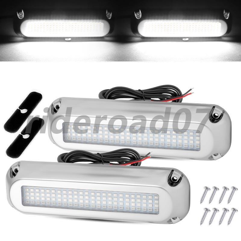 2pcs Oval Stop Turn Tail Brake Lights White for RV Trailer Truck Car Waterproof
