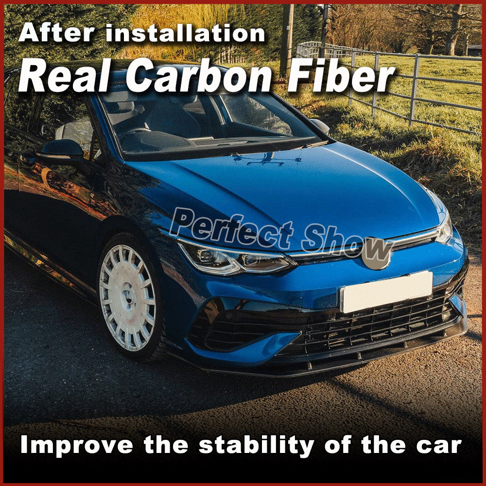 for VW for Golf 8 MK8 R 2021-2024 REAL Carbon Front Bumper Chin Lip Splitter Spoiler