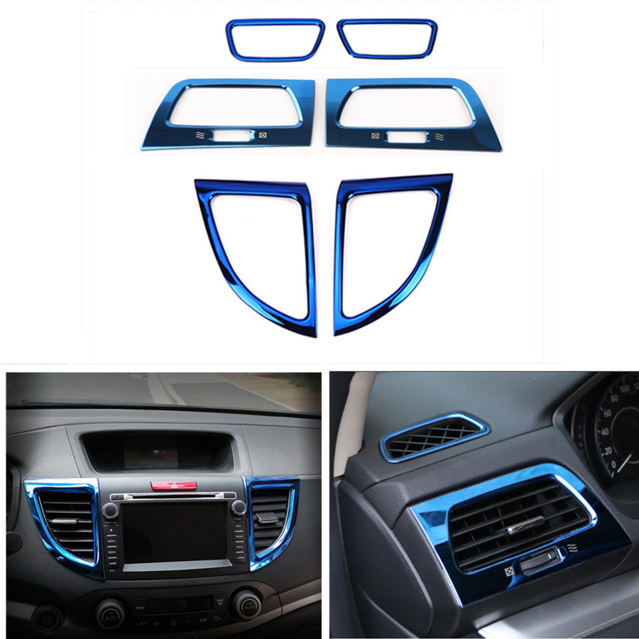Suitable for Honda CR-V 2012-2016, dashboard ventilator cover trim, bright blue, 6-piece set.