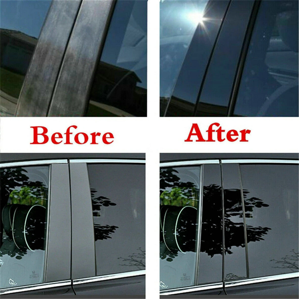 Black Pillar Posts for Toyota for Sienna 2011-2020 6pc Set Door Trim Piano Cover Kit