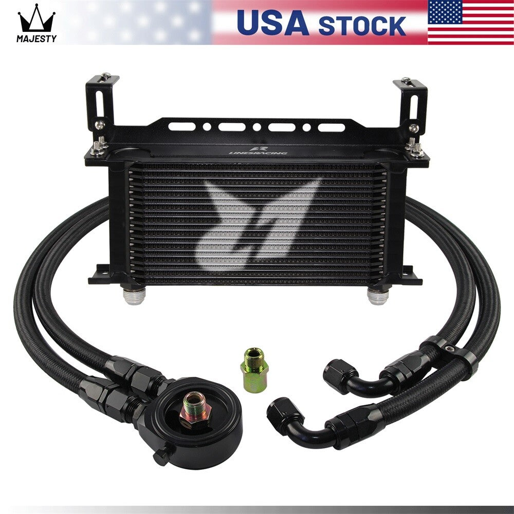 LR 19 Row AN10 Oil cooler w/Bracket+Filter Adapter Hose Kit 3/416 M201.5 BK