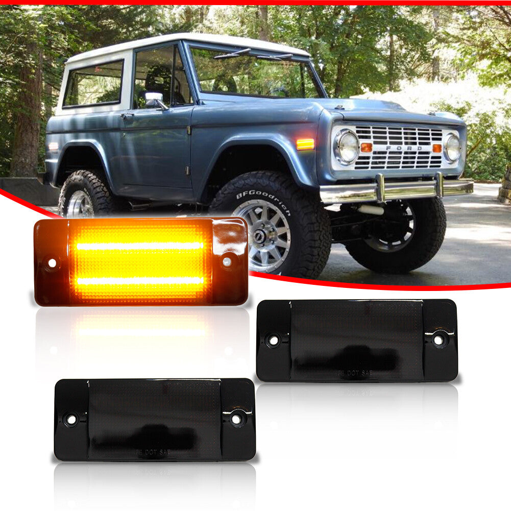 2-Piece Front Side Marker Lights for 70-72 for Ford for Mustang Pickup Trucks F-100 F-250 F350