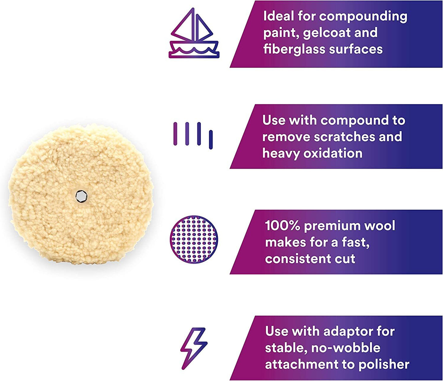 7-inch 6-inch Wool Polishing Pads, Natural Wool, Double-sided Cut Polishing Pads,