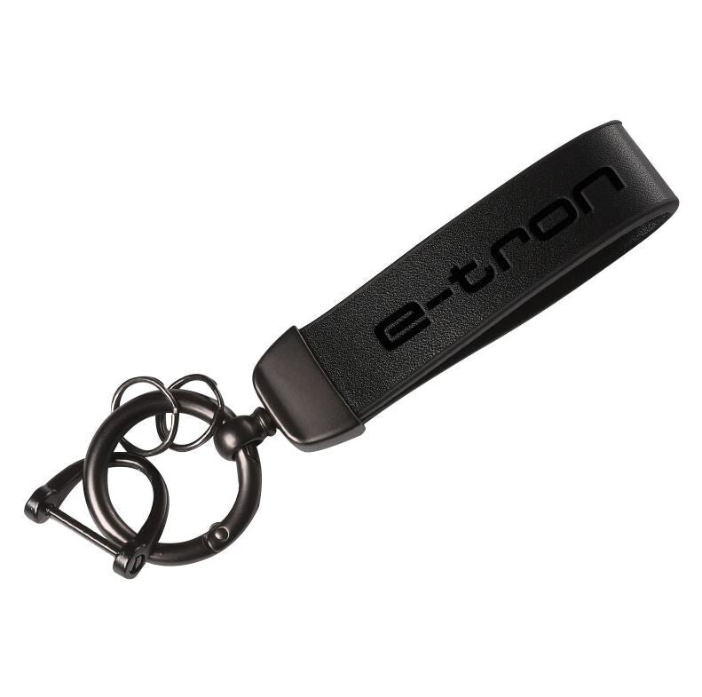 Carbon fiber leather black car keychain/key ring with horseshoe buckle for Audi Q8