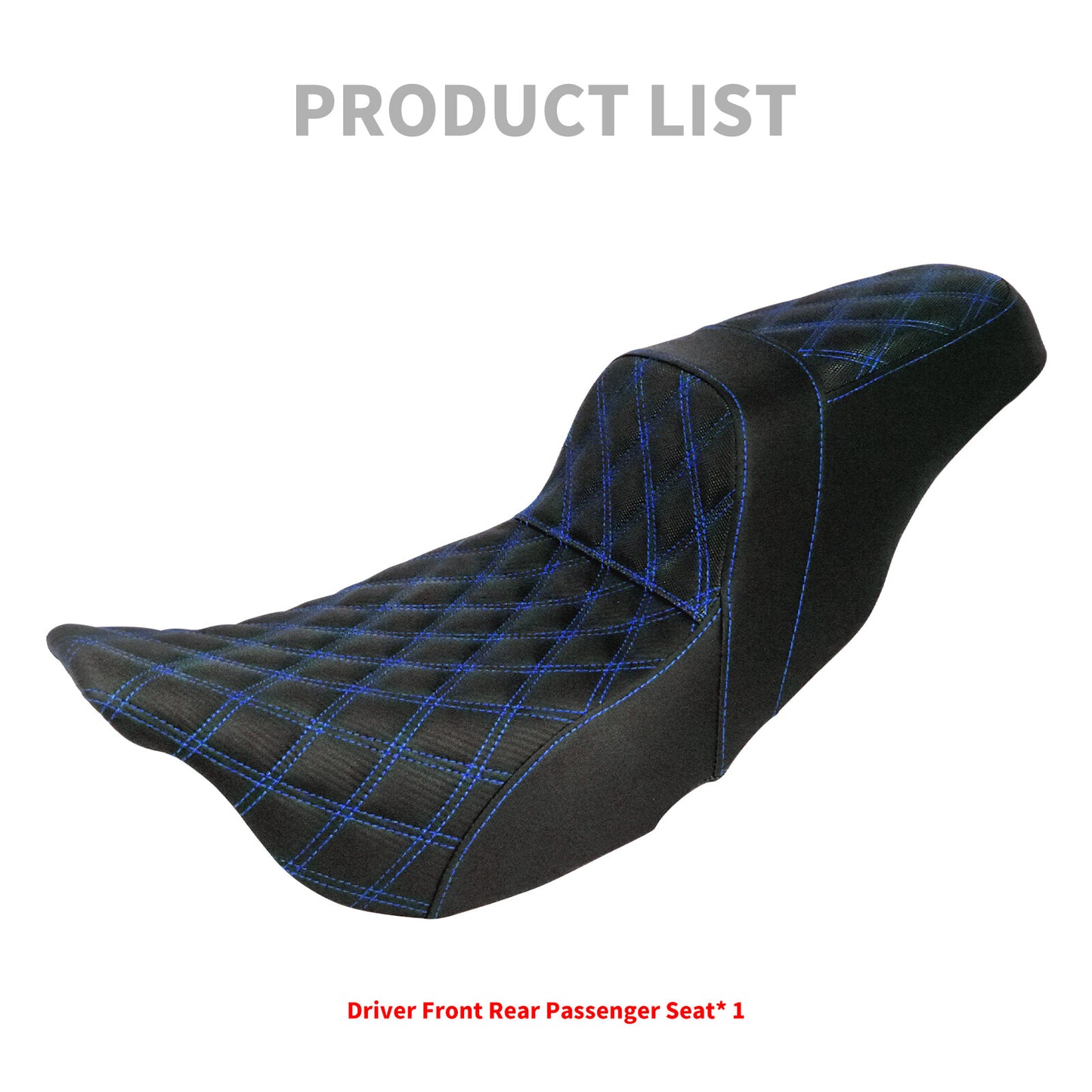 Driver Passenger for Seat Blue Stitching for Harley Touring Road Street Glide 09-23