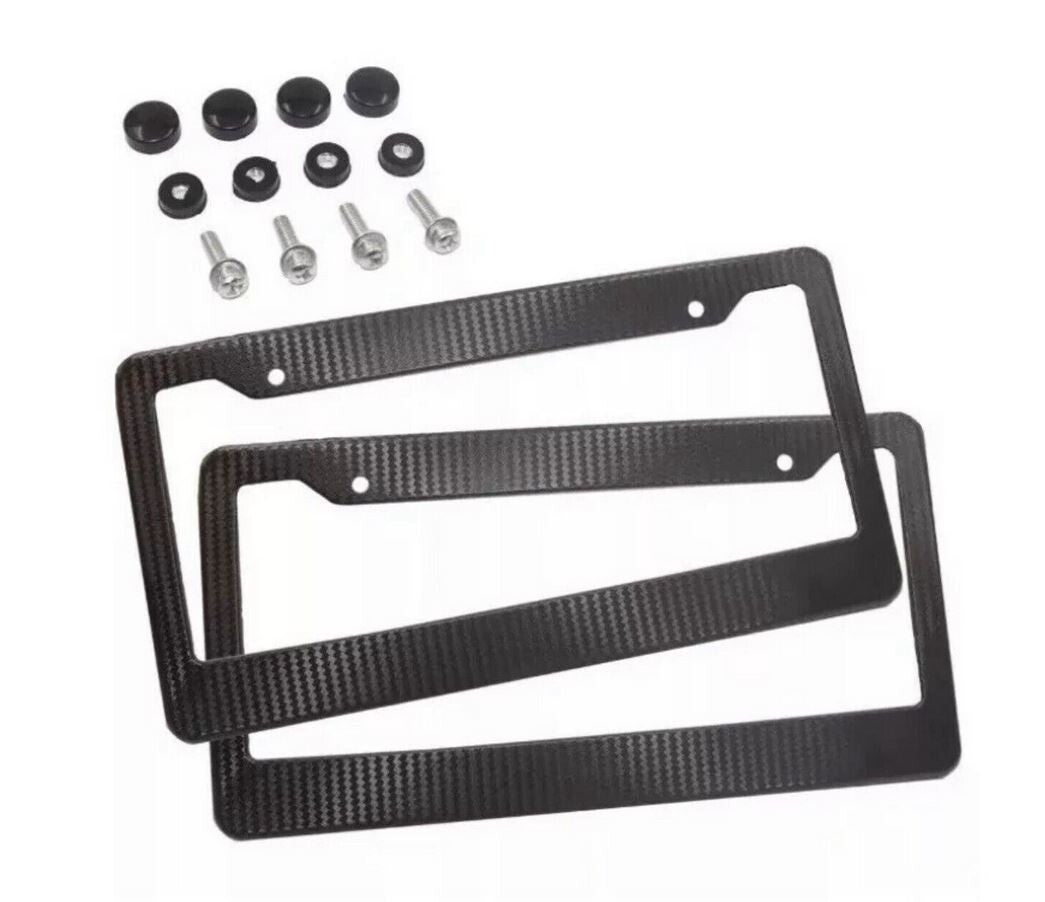 Car license plate frame cover hood trunk black carbon finish suitable for ford
