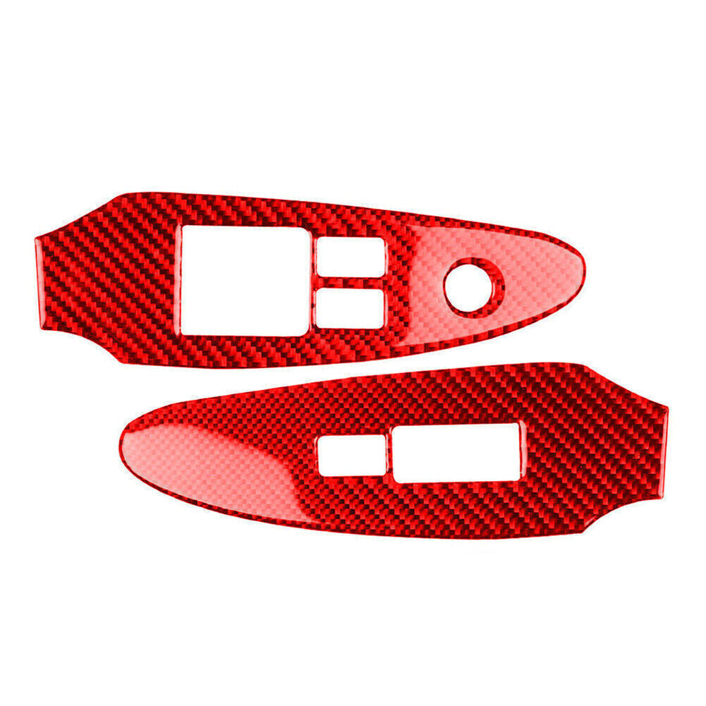 Red carbon fiber window switch panel frame trim suitable for Nissan 370Z 2009 - 2020 LHD