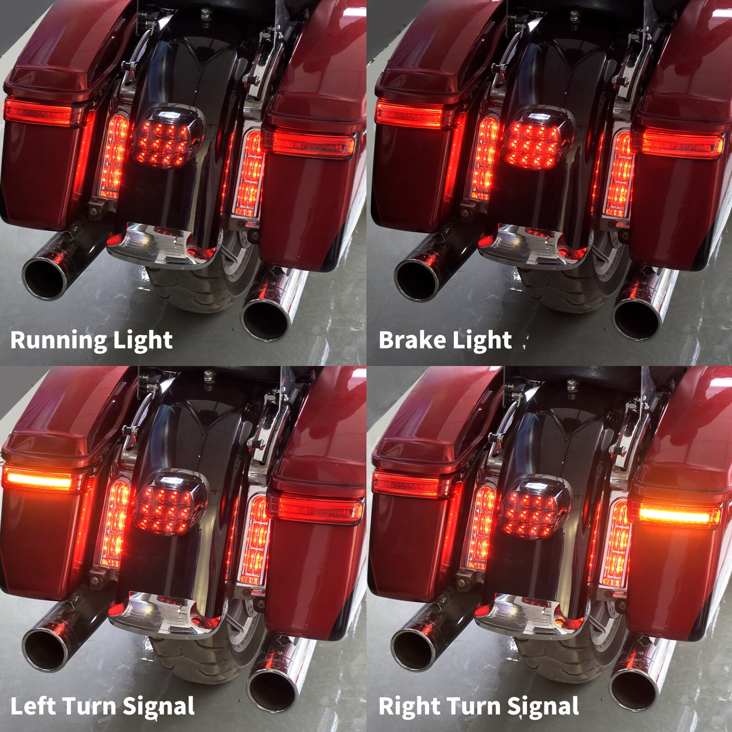Saddlebag LED Turn Signal Brake Lights w/ Red Lens Fit for Harley Touring 14-23