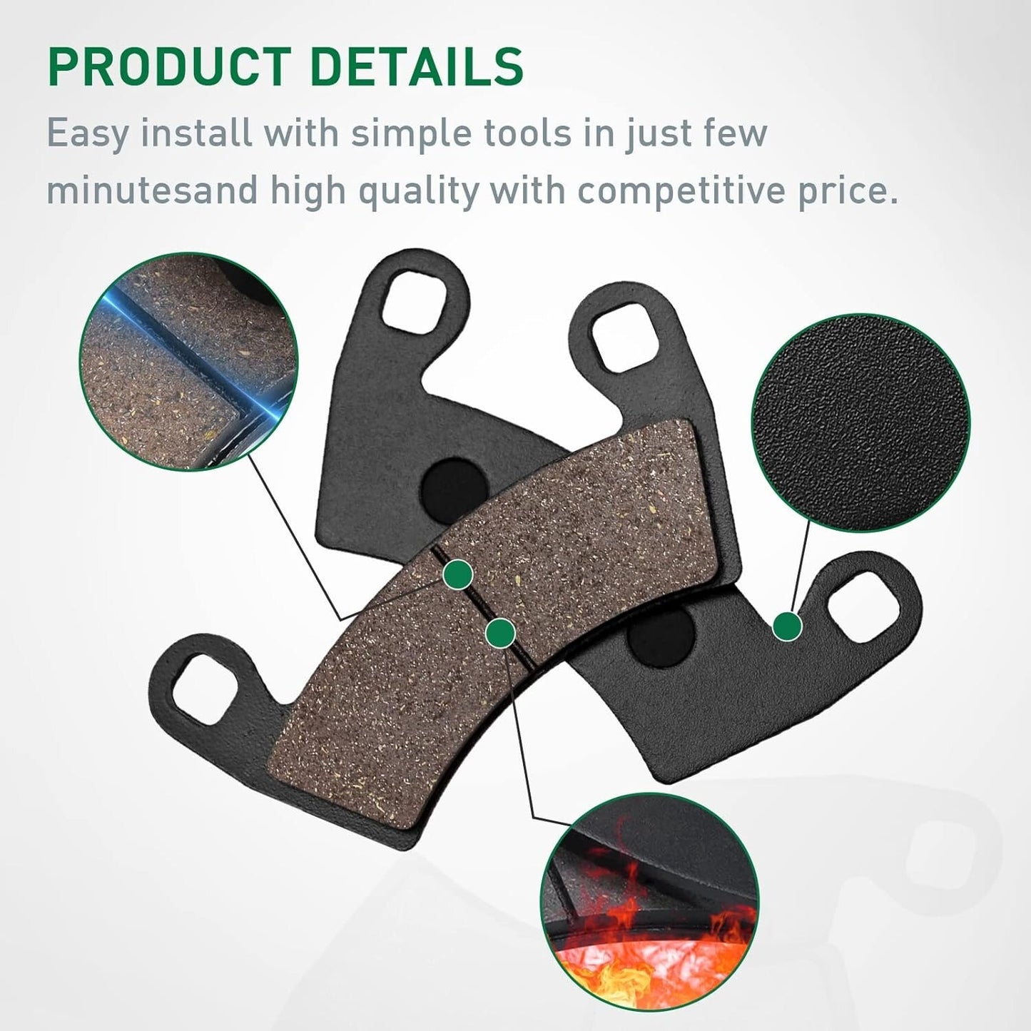 Brake Pads for Polaris Ranger RZR 4 900 XP 2012-2014 / RZR 1000 XP 2014-2020