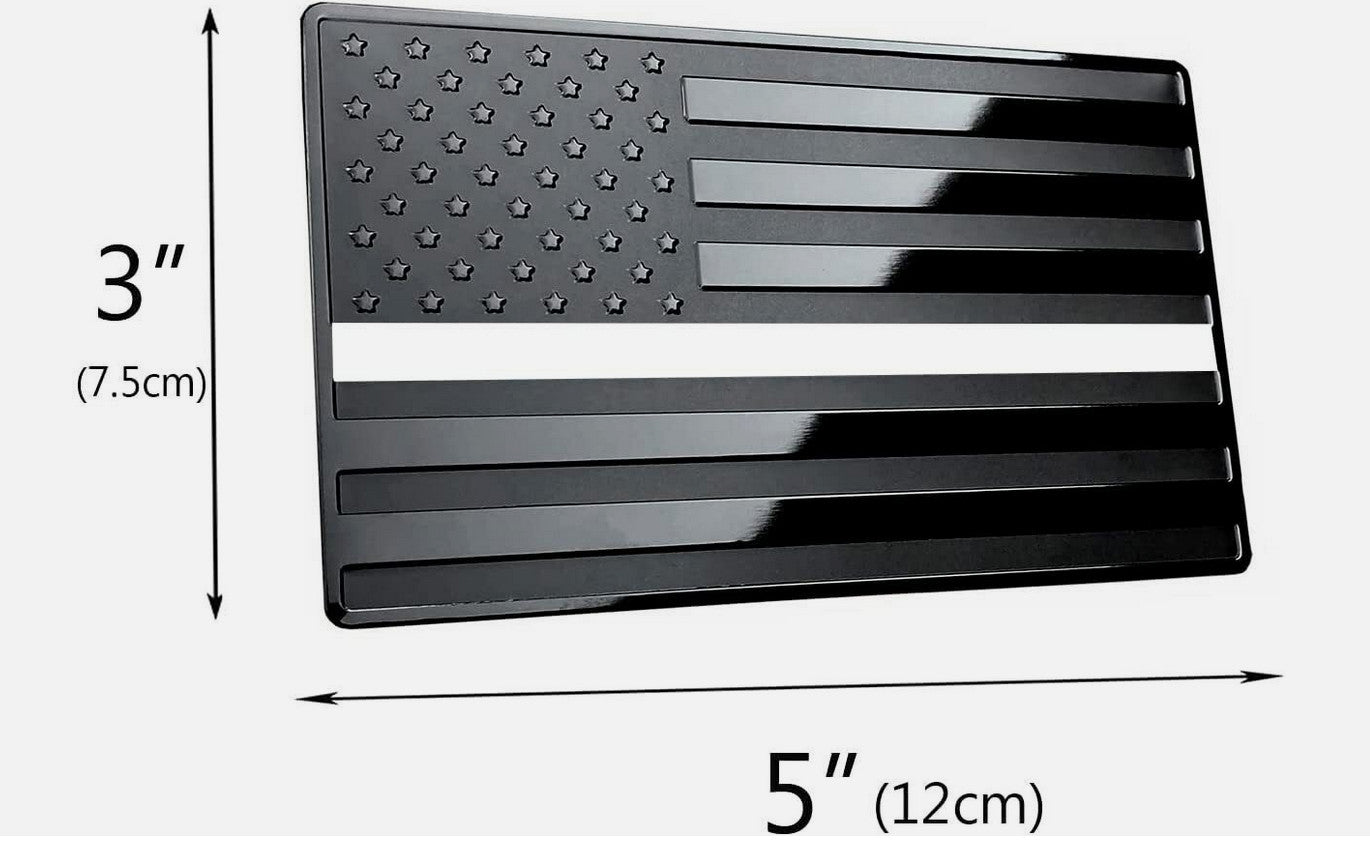 2-Piece Car Side Fender Rear Trunk Badge Stickers, Black and White, American Flag, for ford
