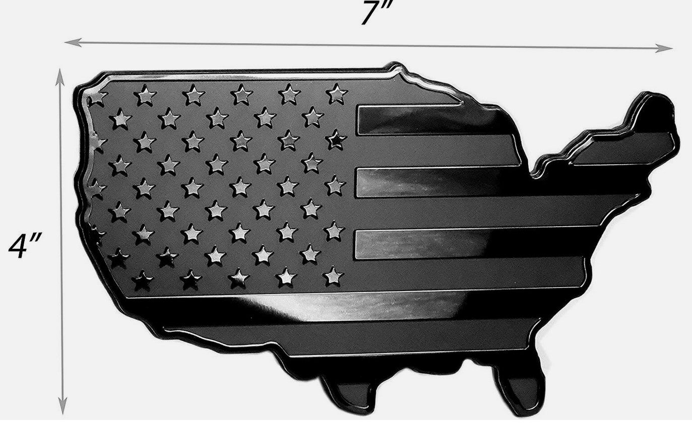 Car mount plug cap trailer tow receiver 3-inch American flag map black for Cadillac