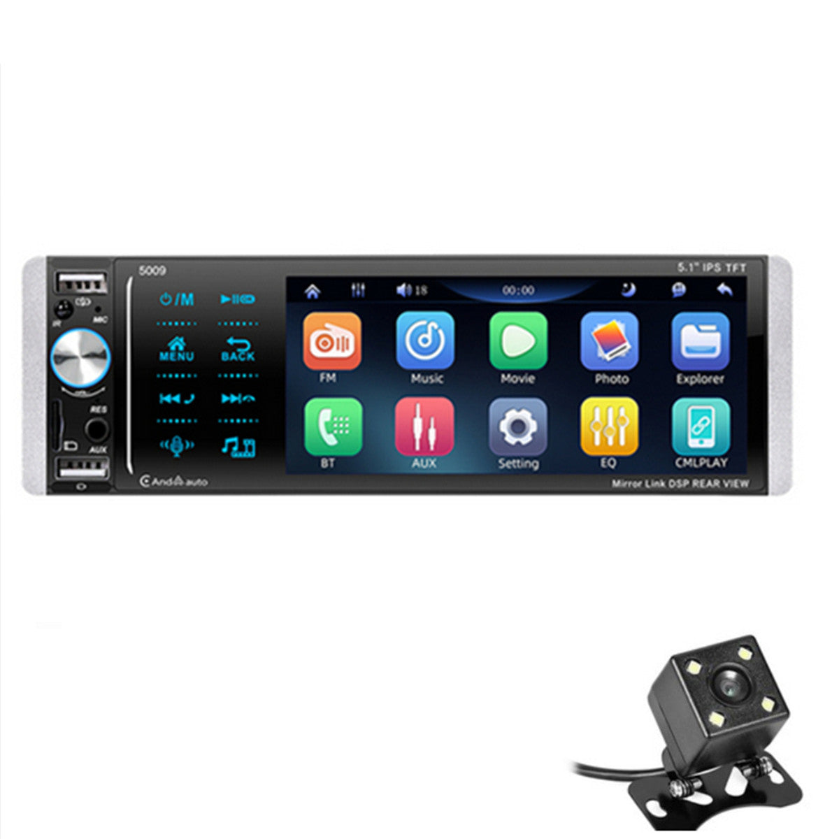 5.1-inch car radio, 1 DIN CarPlay Bluetooth stereo receiver, touchscreen MP5 player