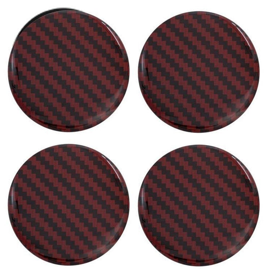4-Piece Carbon Red Edge Stickers, Wheel Center Stickers, Rim Stickers 45mm